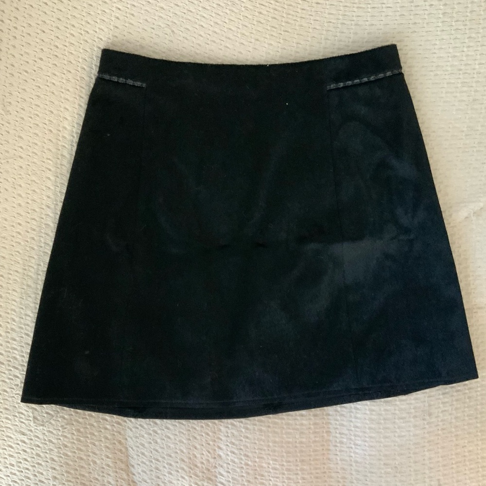 Vintage Zara Black Pony Hair Fur Mini Skirt 90s Y2K A-Line Goth Size Medium